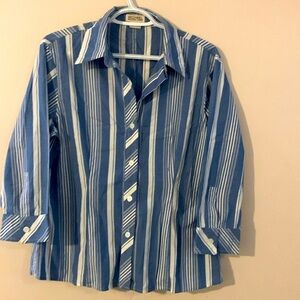 MICHAEL Michael Kors - Blue & White Striped Button Down Shirt - Women’s Size 10